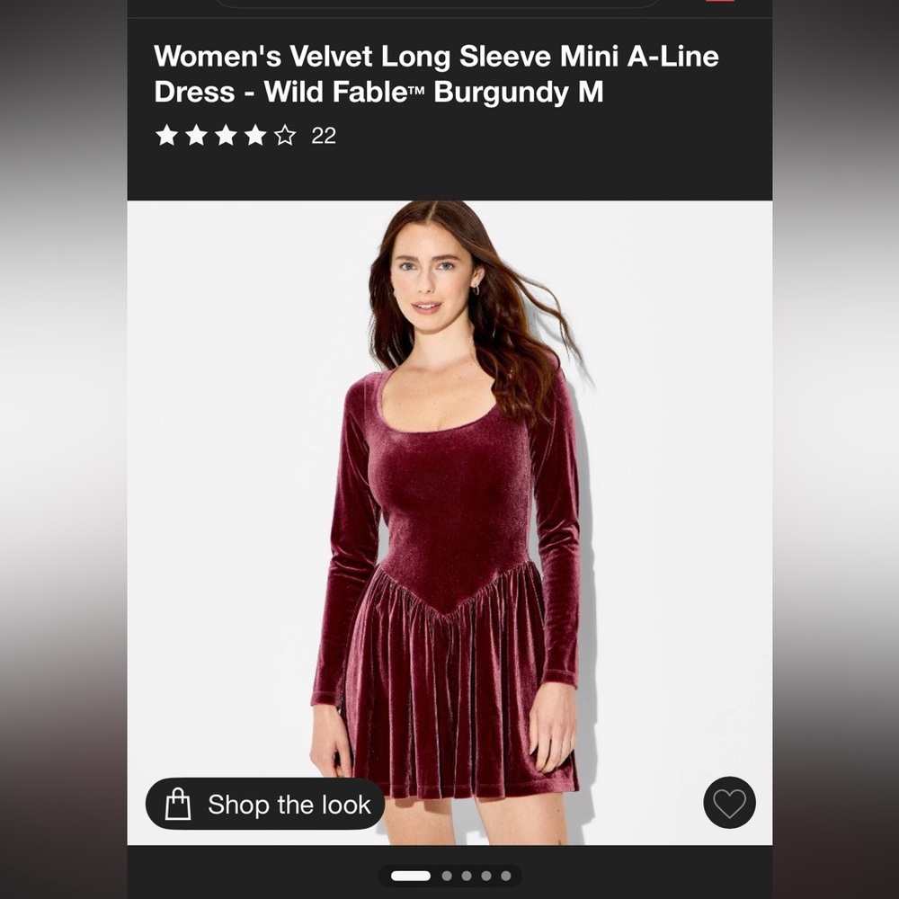 Universal Thread Velvet Long Sleeve Dress - Deep Red